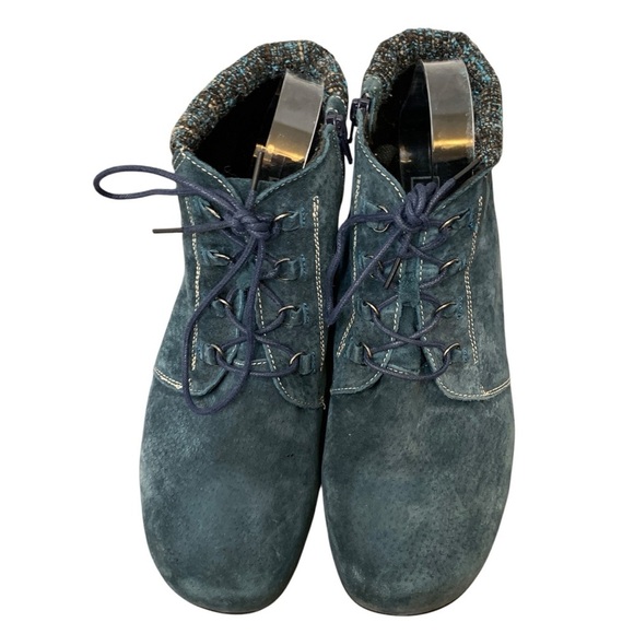 Propét Delaney Ankle Bootie Womens 11 Blue Teal Leather Full Zip Lace Up - Picture 4 of 10